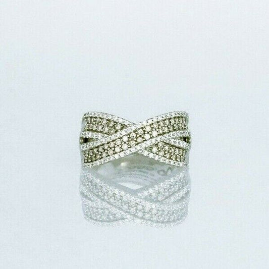 (I-1422-339) Bague diamant multipierres en or blanc 14 carats