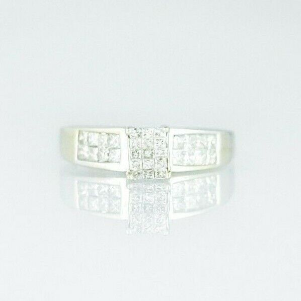 (I-285-427A) 14k white gold multistone princess cut diamond ring