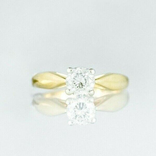 (I-6452-208A) 14k duo gold diamond solitaire ring