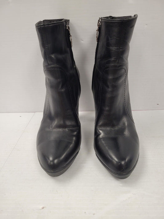 (I-1496) Geox Black High Heel Boots - Size 5.5