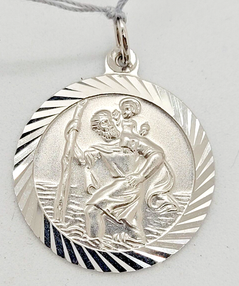 (NI-14005) Unisex 10K White Gold St. Christopher Medallion