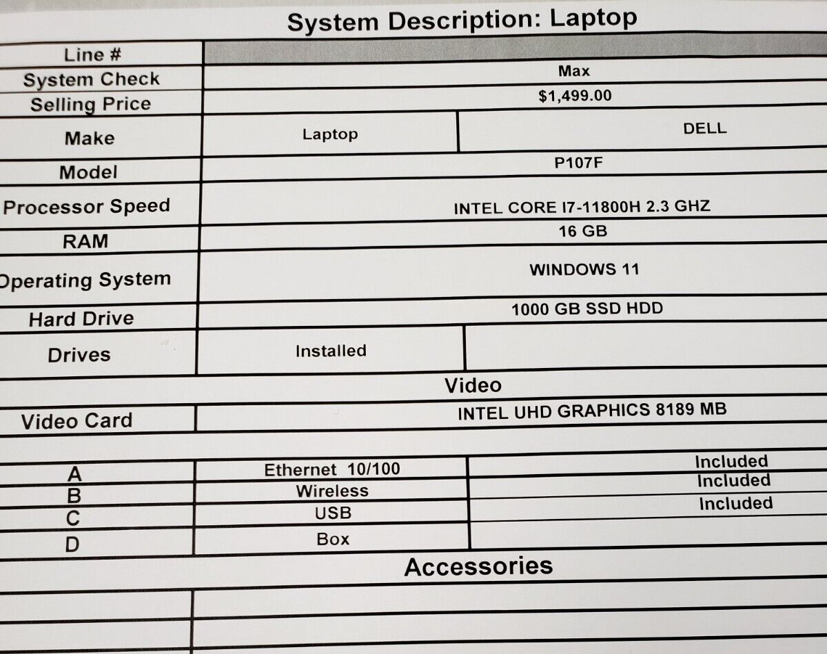 (39317-1) Dell P1071 Laptop