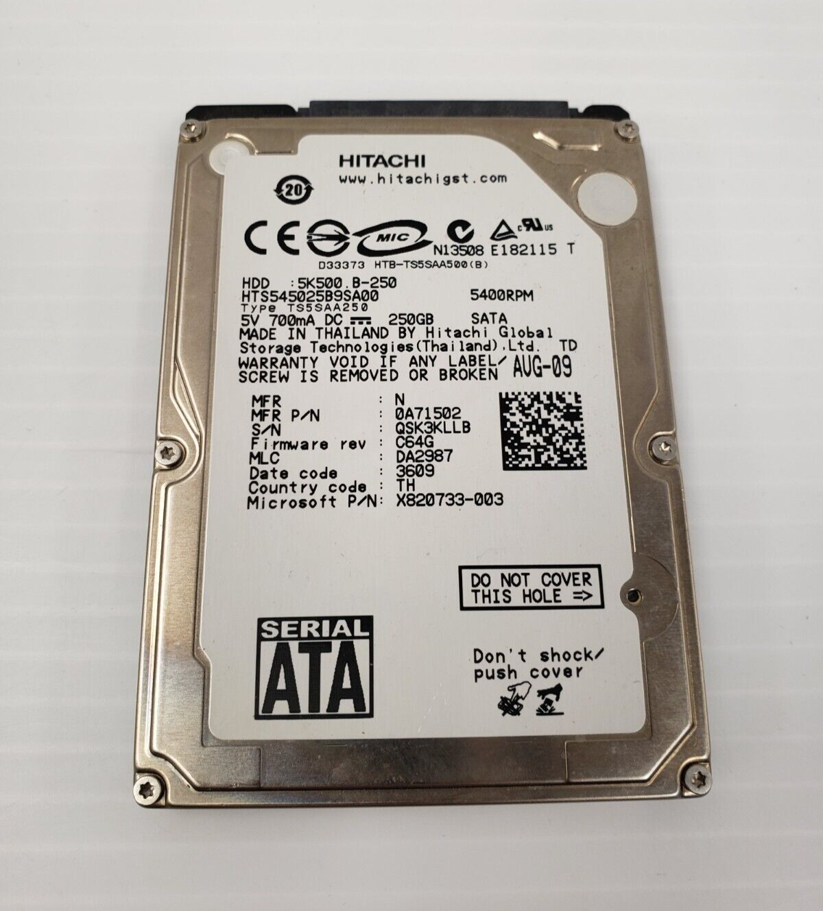 (I-33490) Hitachi 5K500-B250 Hard Drive