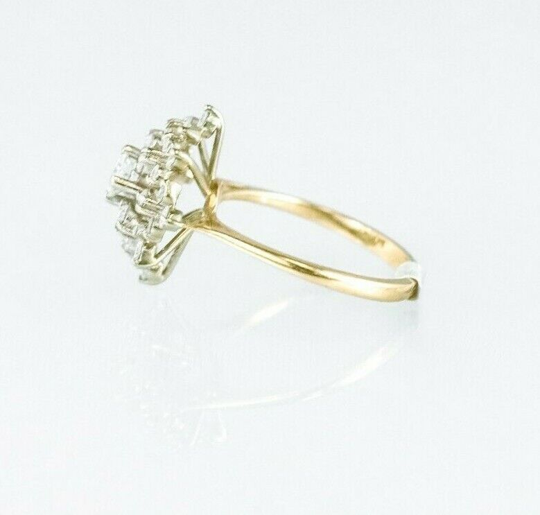 I-5548-535) 14k duo gold mulitstone diamond cluster style ring