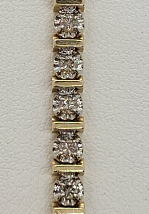 (N14163-1) Ladies 14K Yellow Gold Tennis Bracelet