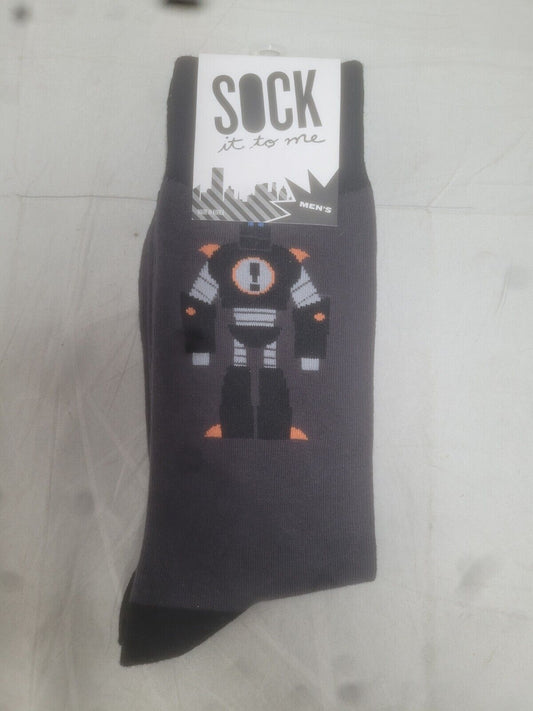 Sock it to me Men's gray robot crew socks