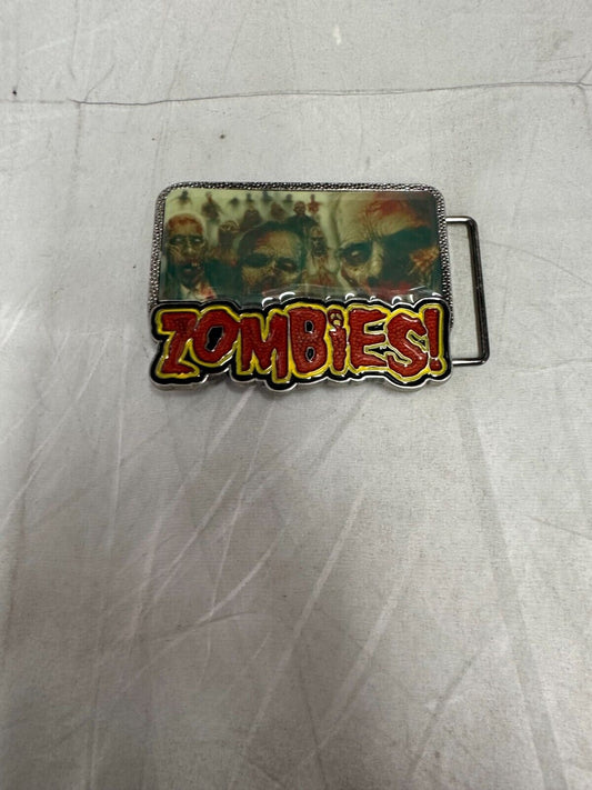 (LUP) Zombies! Enamelled Belt Buckle for 1.75" Belt. 3.6" x 2.75" Front