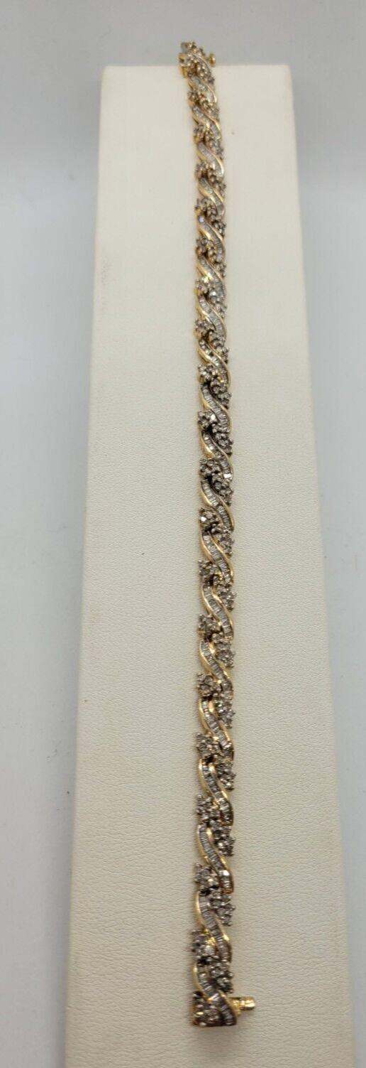 (NI-2174) Ladies 10K Yellow Gold Tennis Bracelet