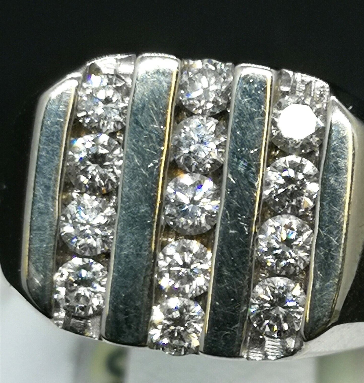 (N16003) Mens 14K Gold Ring with 13 Diamonds