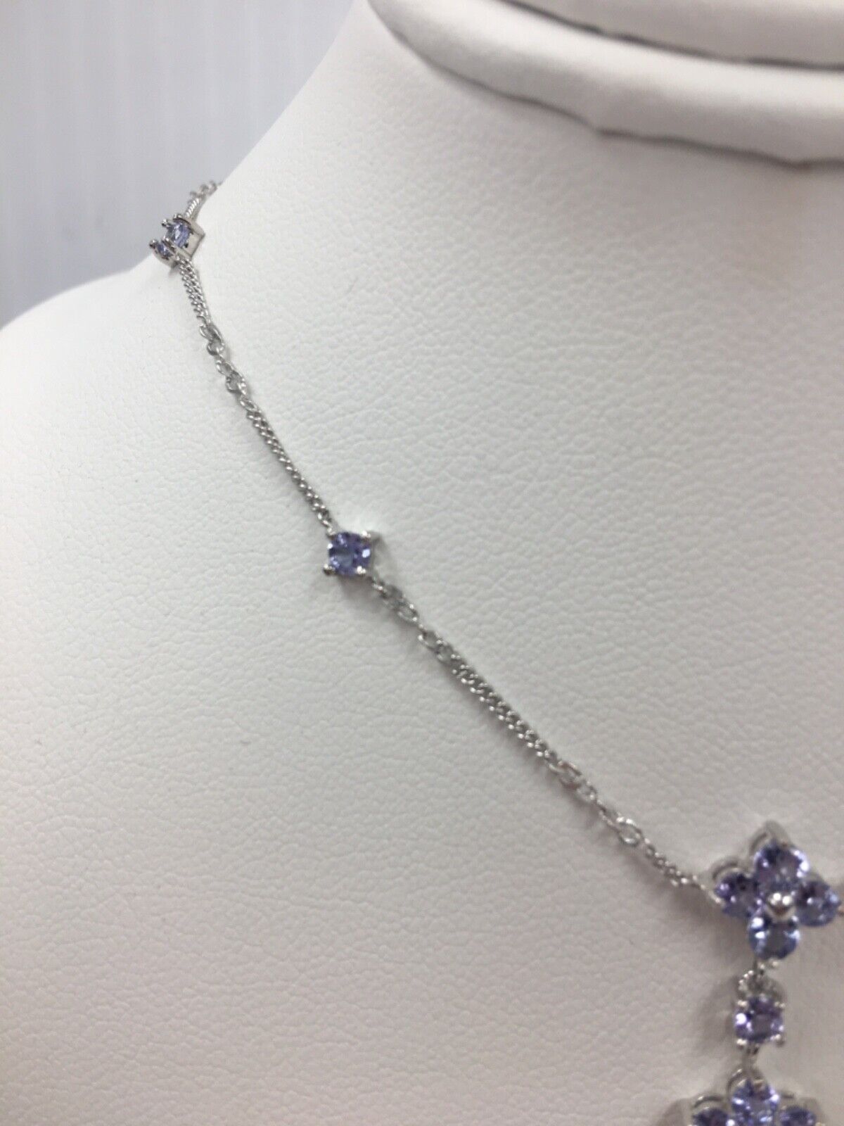 (I-24426 - 215) 10k White Gold  Tanzanite Necklace - 18inch