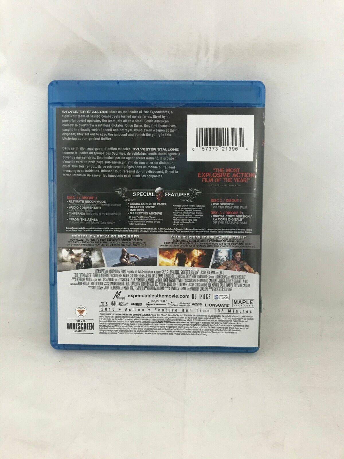 (LUP) The Expendables (Blu-ray/DVD, 2010, ensemble de 2 disques, canadien)