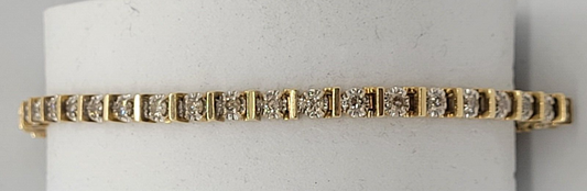 (N14163-1) Ladies 14K Yellow Gold Tennis Bracelet