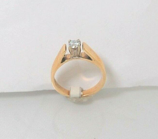 (I-6079-591) 14k duo gold diamond solitaire ring