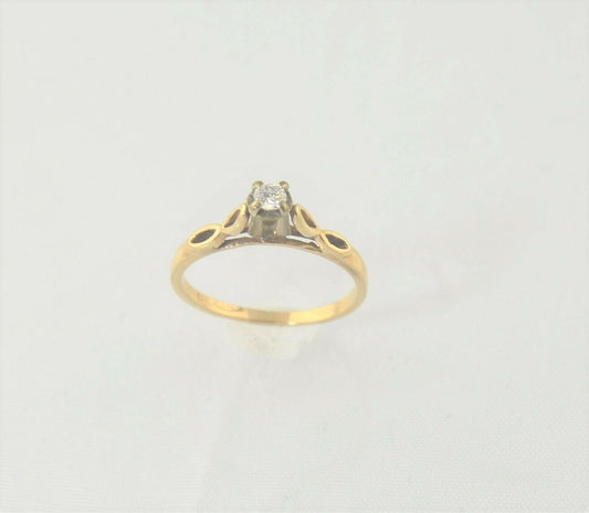 (I-5469-224) BAGUE SOLITAIRE DIAMANT EN OR DUO 14K 