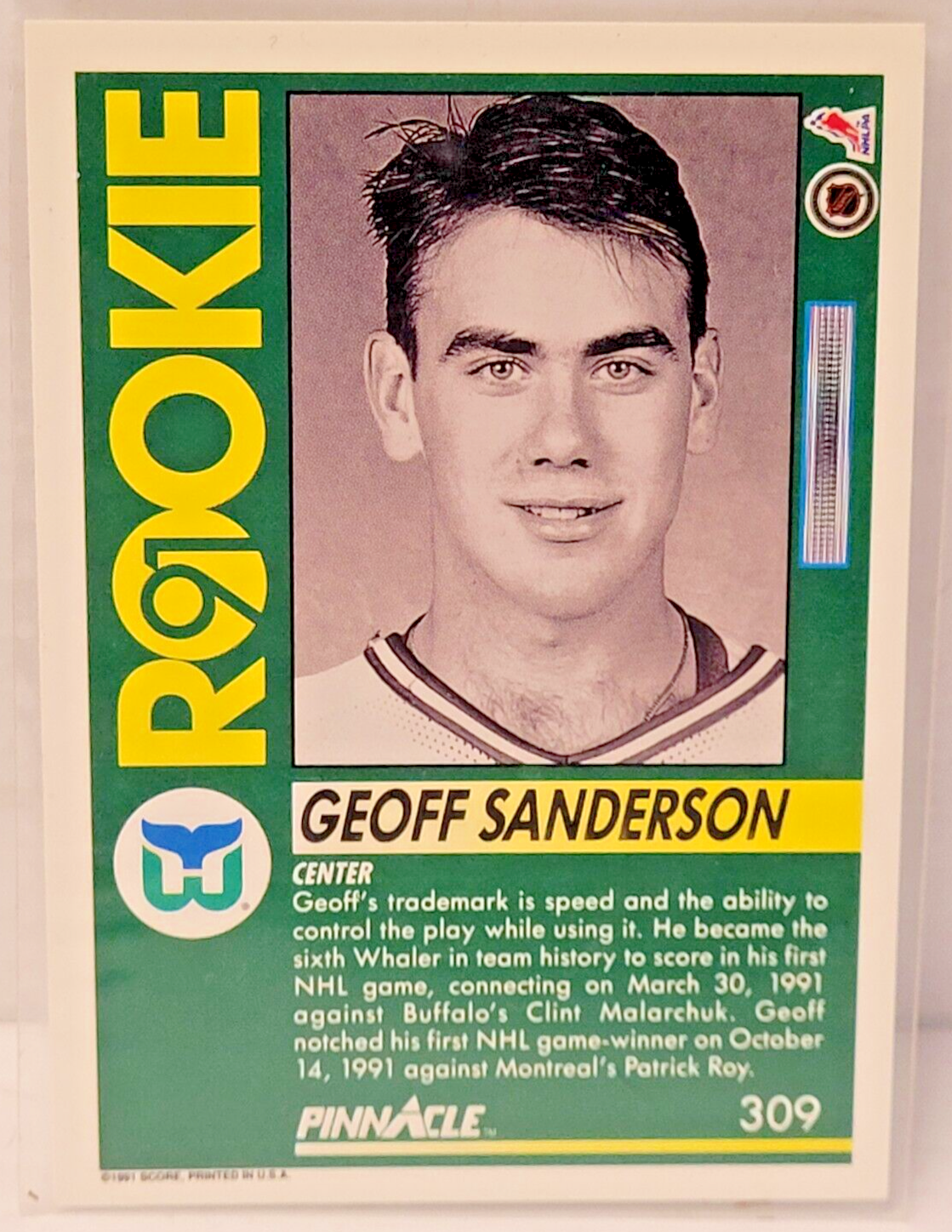 (NI-19174) Carte de recrue Geoff Sanderson 1991-92