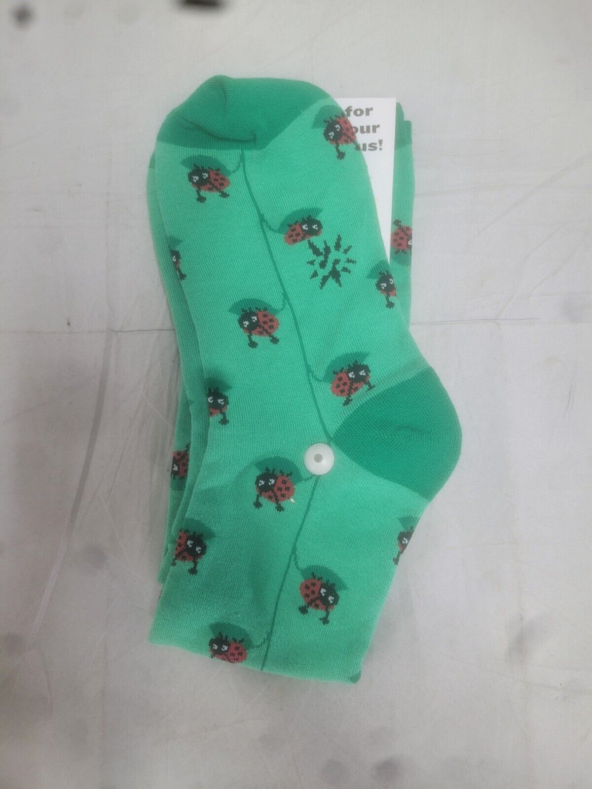 Sock it to me green lady bug Knee high socks