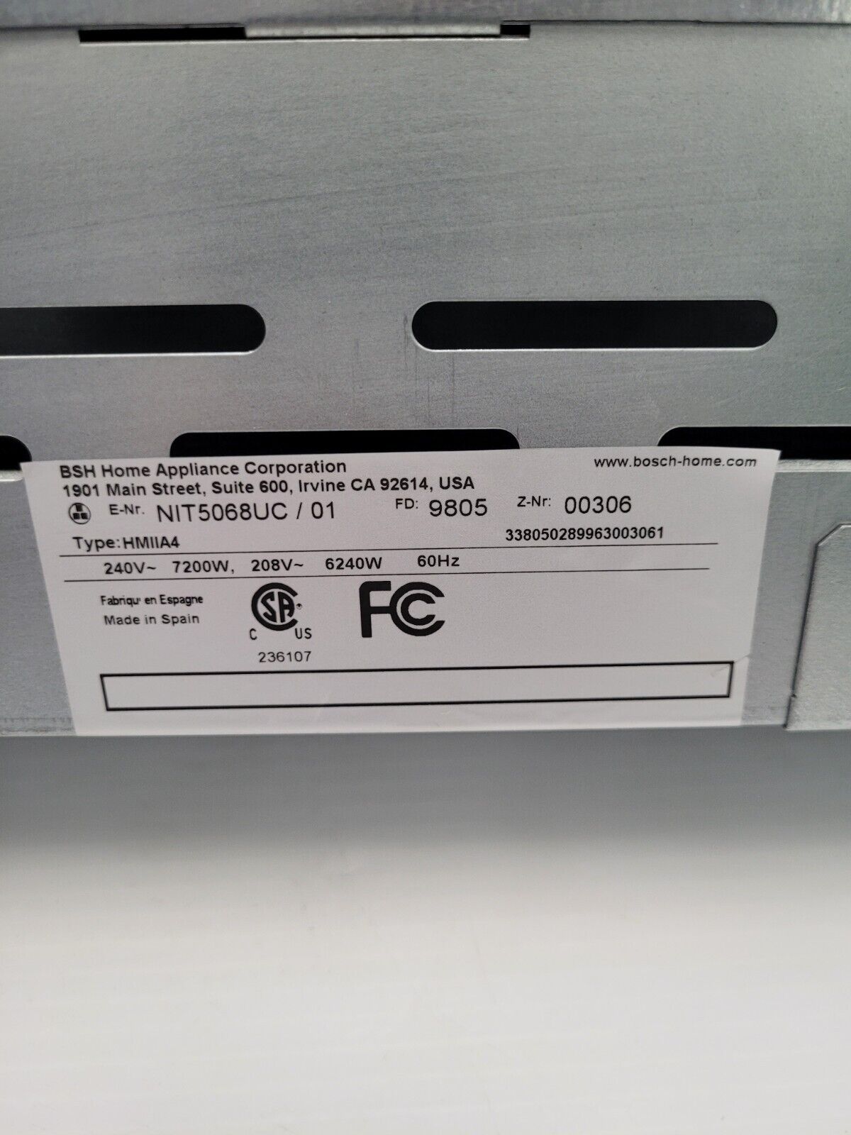 (I-34198) Plaque de cuisson à induction Bosch NIT5068UC