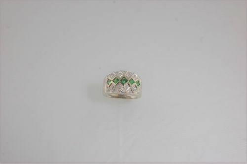 (I-304-190) BAGUE DIAMANT ET GRENAT EN OR 14K