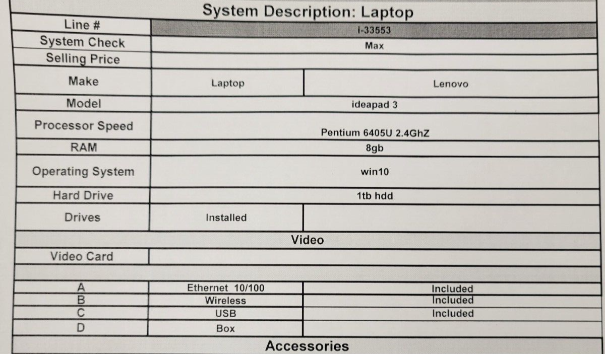 (I-33553) Lenovo Ideapad 315IML0581 Laptop