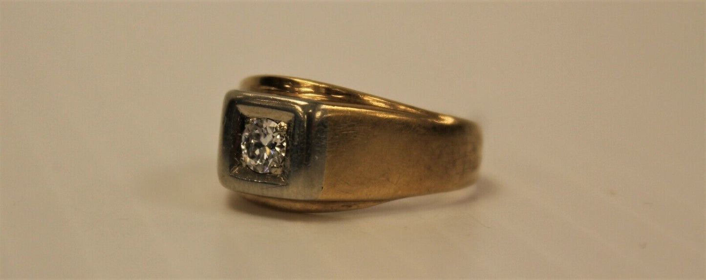 (I-982-392) MENS 10K DUO GOLD DIAMOND SOLITAIRE RING