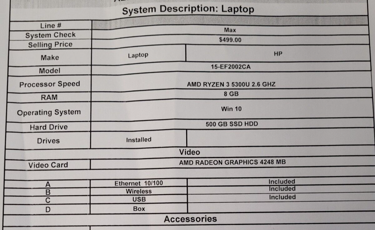 (N75868-2) HP 15-EF2002CA Laptop