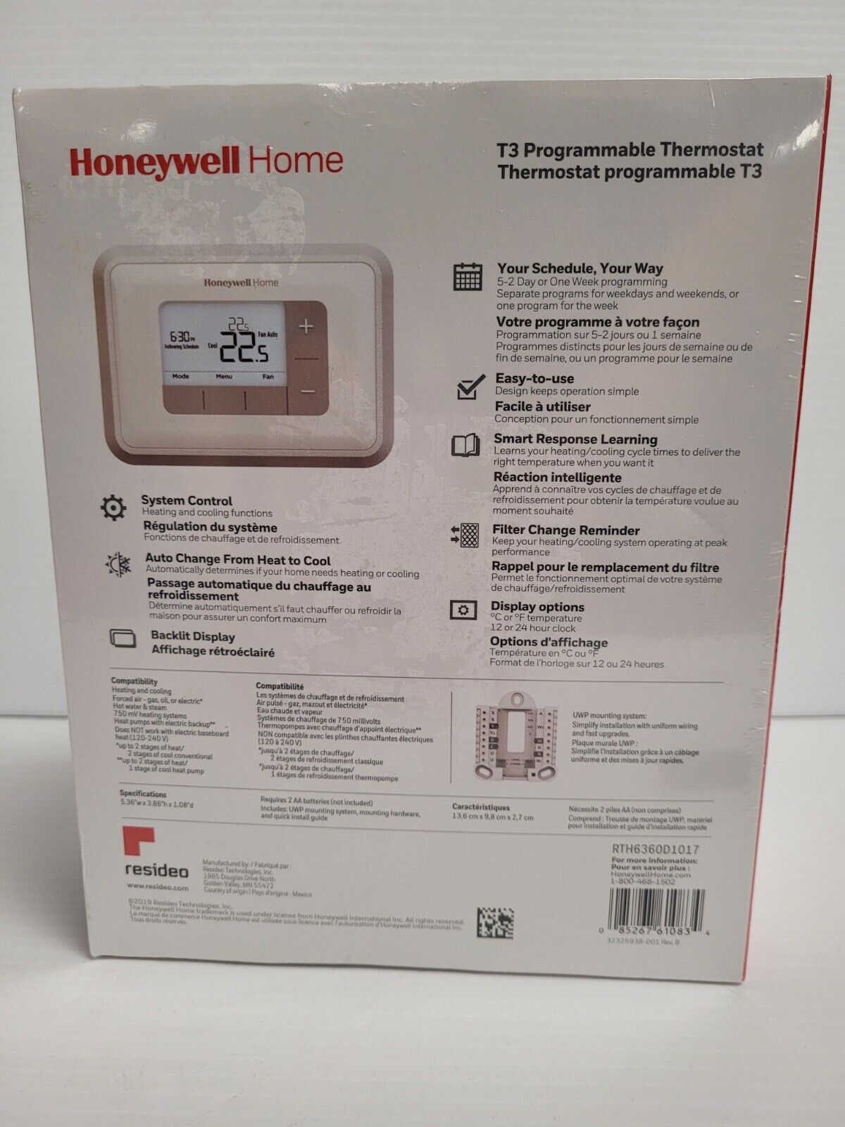 (N16082-1) Thermostat programmable Honeywell Home T3 *BNIB*