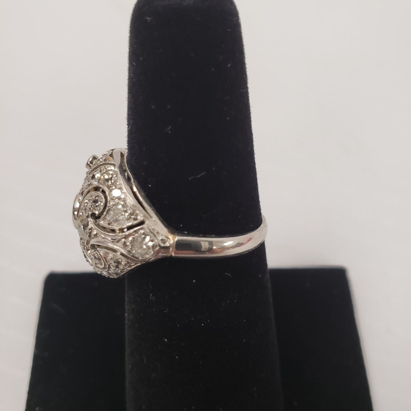 (I-5928-417) Platinum multstone diamond ring