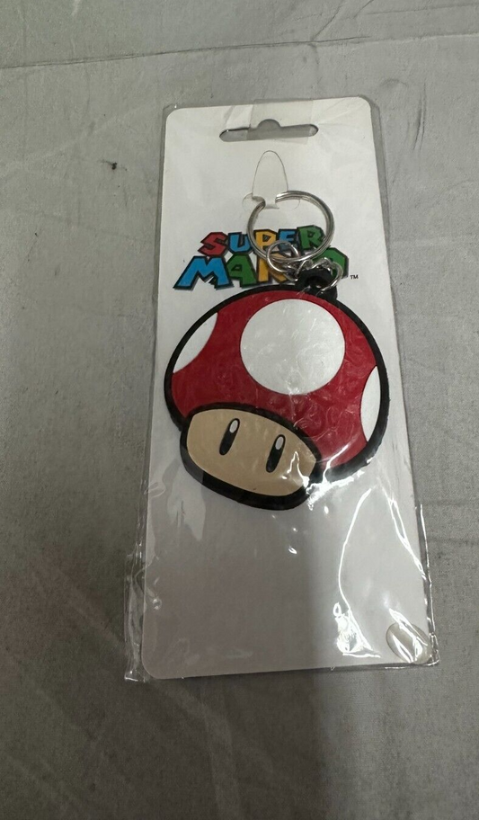 (LUP) Super Mario - Porte-clés en caoutchouc champignon rouge