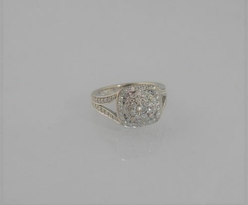 (I-2321-670) BAGUE DIAMANT MULTIPIERRES EN OR BLANC 14K