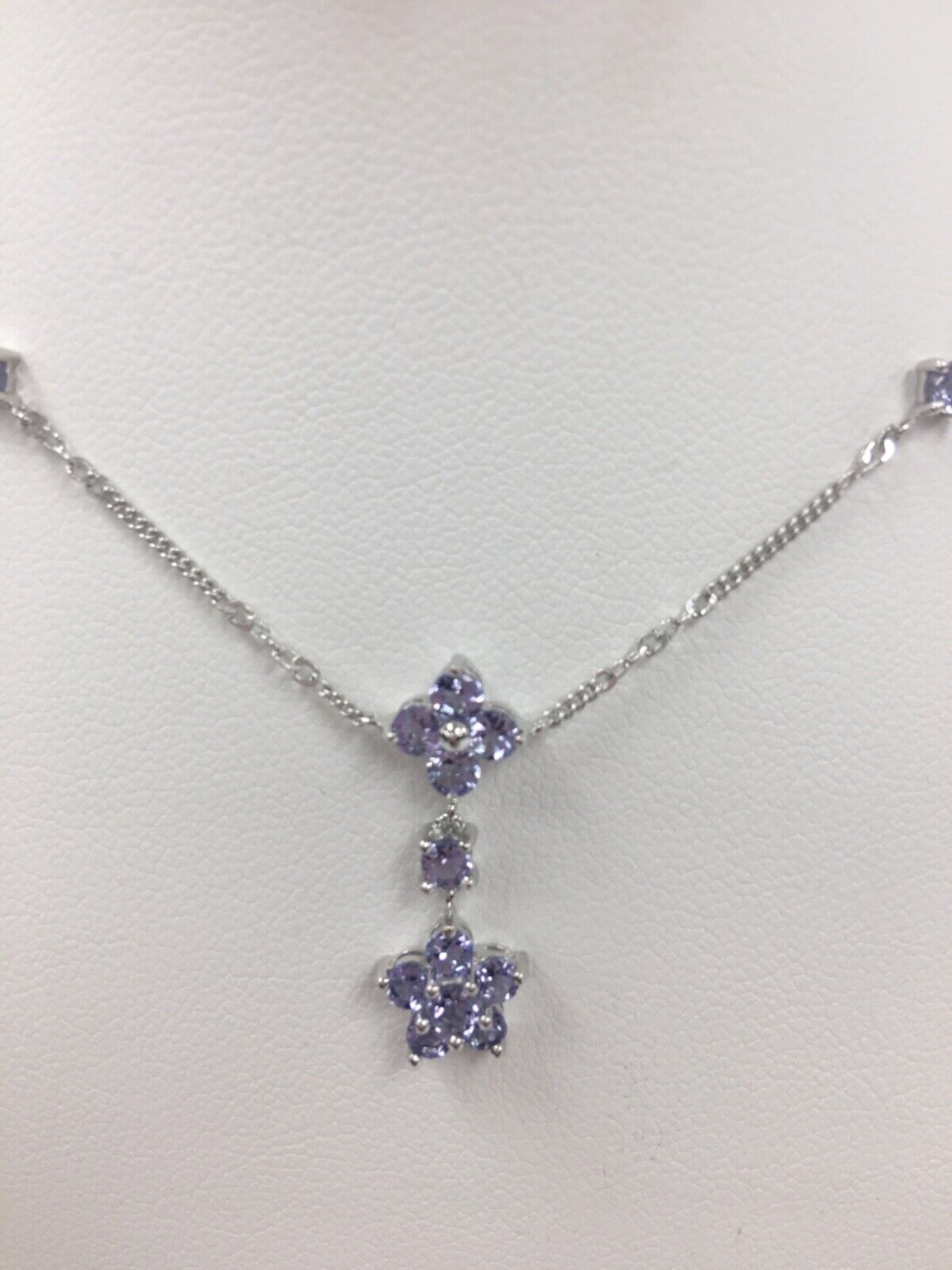 (I-24426 - 215) 10k White Gold  Tanzanite Necklace - 18inch