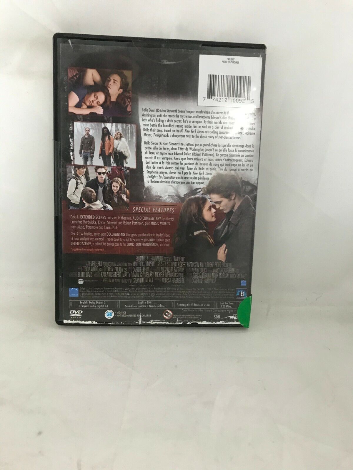 (LUP) Twilight (DVD, 2009, ensemble de 2 disques)