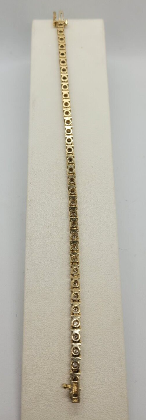 (N14163-1) Ladies 14K Yellow Gold Tennis Bracelet