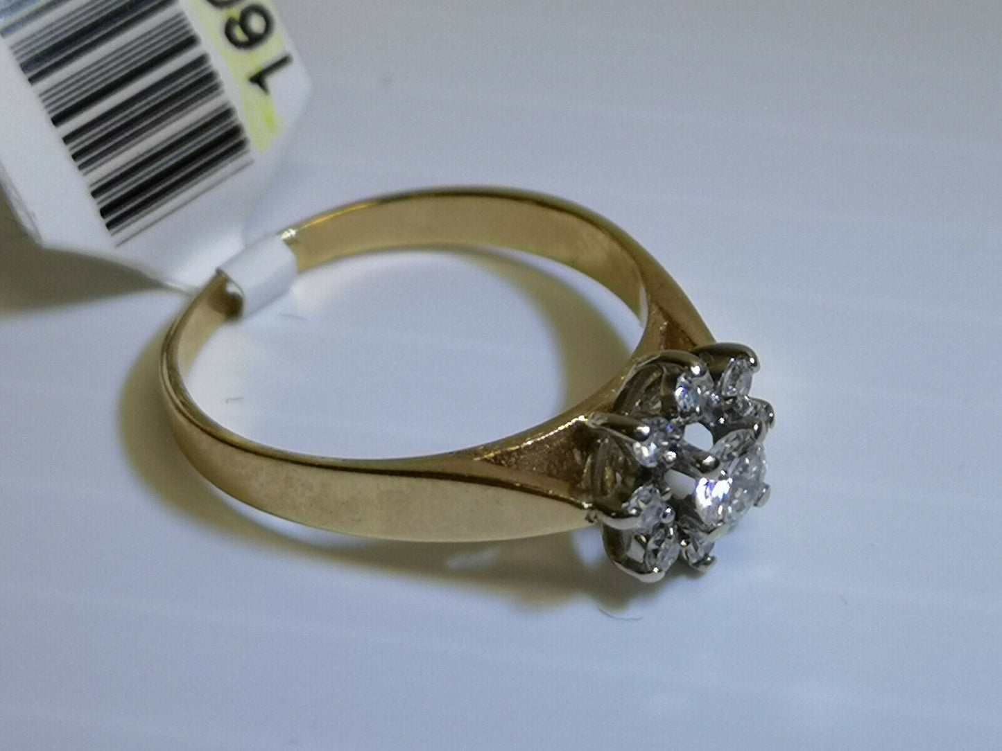 (N16004) 14K Duo Gold Diamond Flower Ring