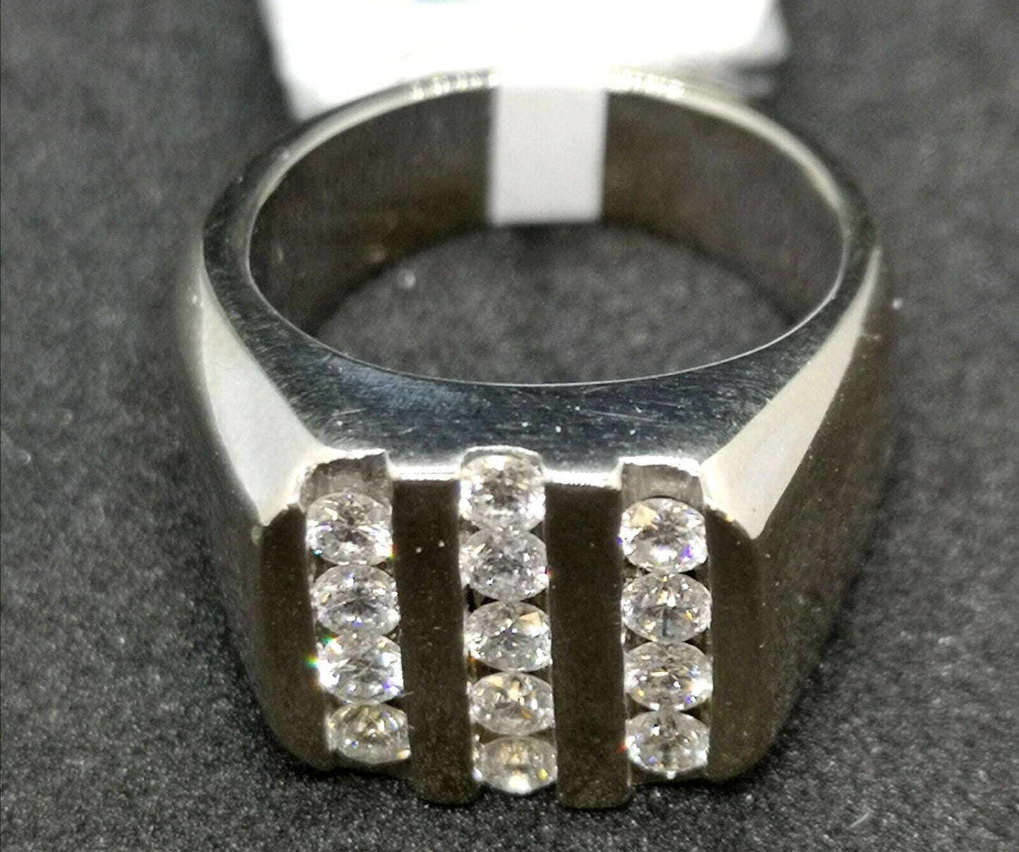 (N16003) Mens 14K Gold Ring with 13 Diamonds